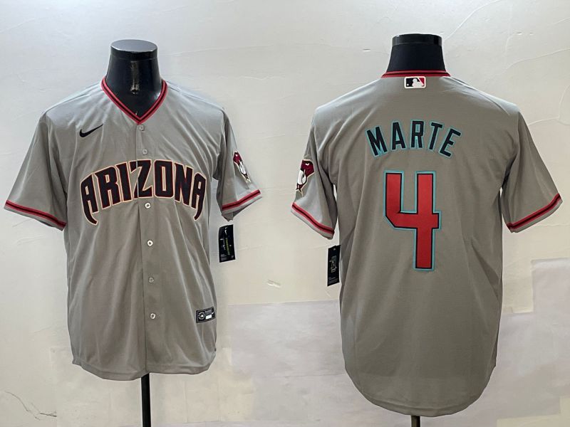 Men Arizona Diamondback #4 Marte Grey Game 2025 Nike MLB Jersey style 1